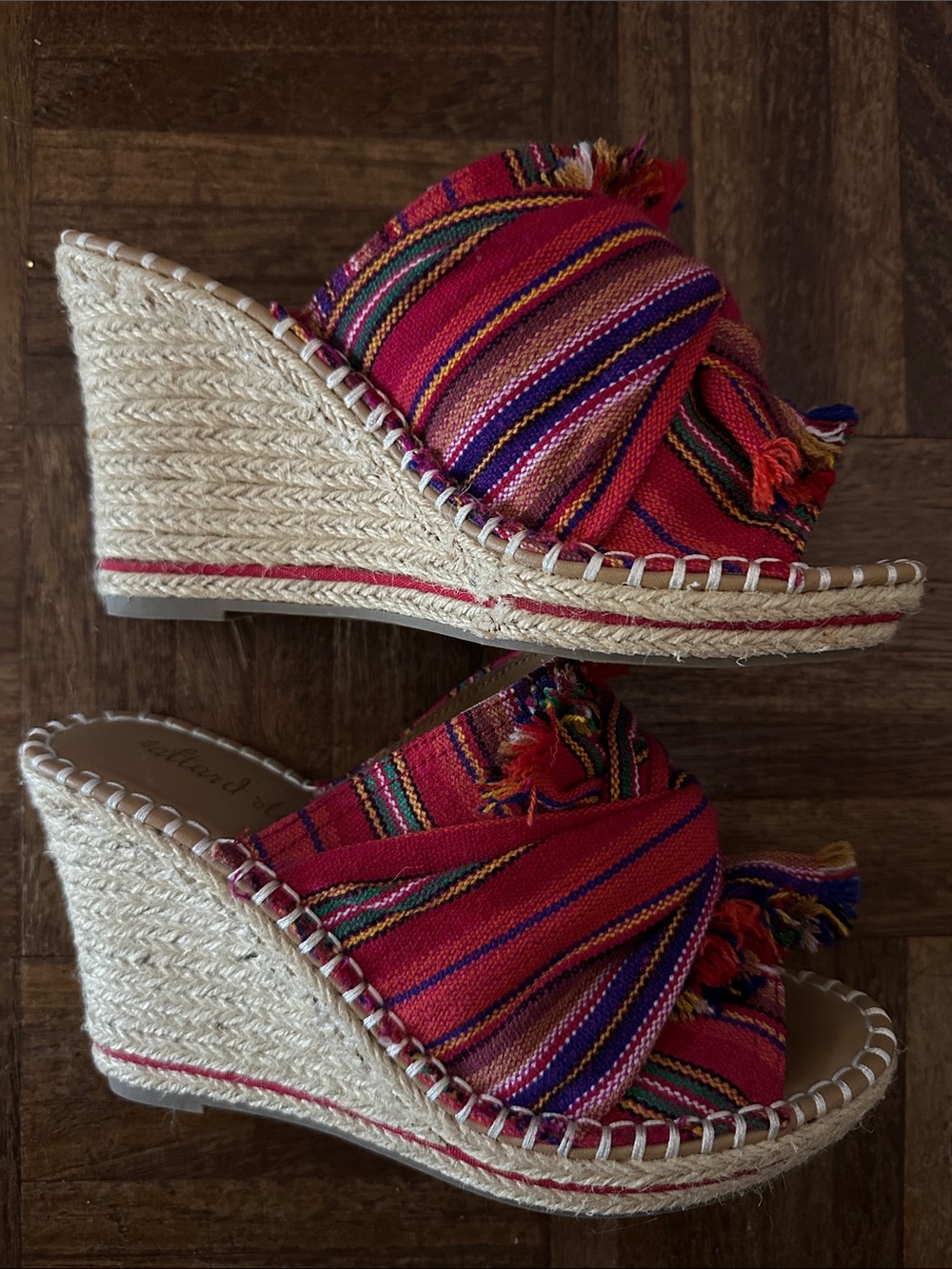 Altar'd State Red Multicolor Striped Espadrille Wedge Mules